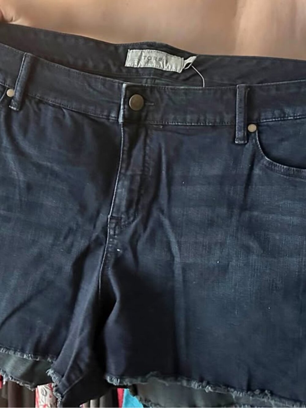 Torrid Size 26 Black Denim Shorts Raw Hem Plus Size